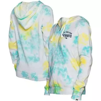 Женская белая толстовка с молнией во всю длину New Era New England Patriots Ice-Dye New Era