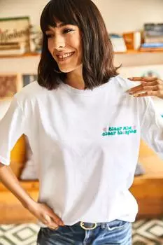 Женская белая трикотажная футболка бойфренда с принтом спереди и сзади Olalook, белый