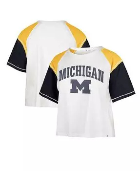 Женская белая укороченная футболка с эффектом потертости Michigan Wolverines Serenity Gia '47 Brand, белый
