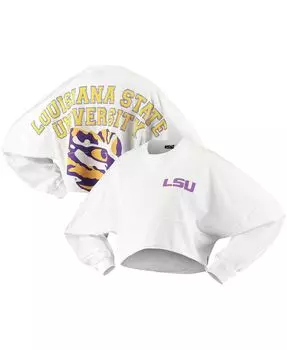 Женская белая укороченная футболка с длинными рукавами LSU Tigers с необработанным подолом Spirit Jersey, белый
