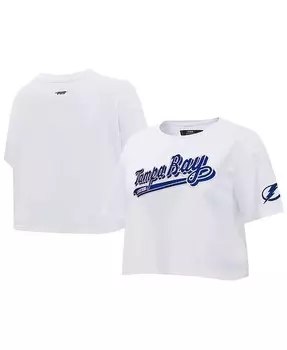 Женская белая укороченная футболка Tampa Bay Lightning Boxy Script Tail Pro Standard, белый
