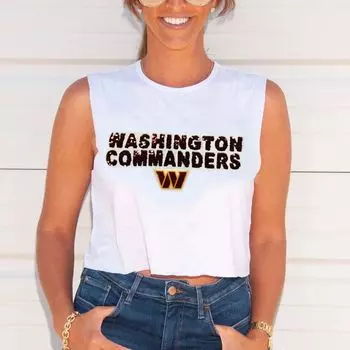 Женская белая укороченная майка с пайетками Cuce Washington Commanders