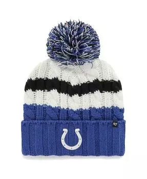 Женская белая вязаная шапка Indianapolis Colts Ashfield с манжетами и помпоном '47 Brand, белый