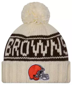 Женская белая вязаная шапка New Era Cleveland Browns Sideline