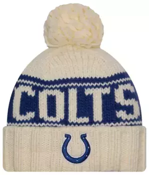 Женская белая вязаная шапка New Era Indianapolis Colts Sideline