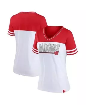 Женская бело-красная футболка больших размеров с v-образным вырезом Wisconsin Badgers Field Game Profile, белый