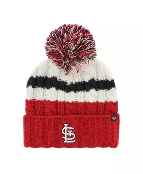 Женская бело-красная вязаная шапка St. Louis Cardinals Ashfield с манжетами и помпоном '47 Brand, белый