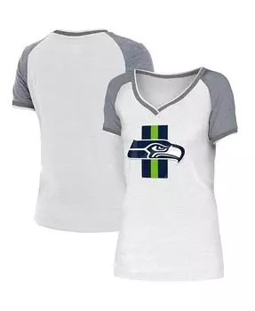 Женская бело-серая футболка Seattle Seahawks Training Camp реглан с v-образным вырезом New Era, белый