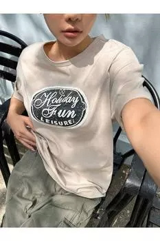 Женская бежевая футболка оверсайз с принтом Holiday Fun Fun K&H TWENTY-ONE, бежевый
