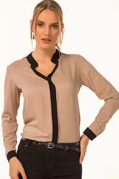 Женская бежевая рубашка в полоску спереди armonika, бежевый