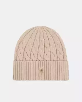 Женская бежевая шляпа с логотипом Tommy Hilfiger