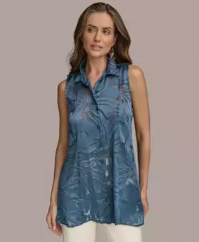 Женская безрукавка на пуговицах туника Donna Karan New York, синий