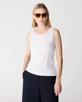 Женская безрукавка с деталью из гвоздиков по вырезу Escorpion, белый