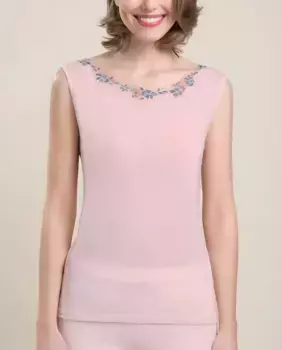 Женская безрукавная нижняя майка с вышитым тюлем Vittoria B. Intimo, розовый