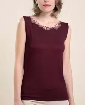 Женская безрукавная нижняя майка с вышитым тюлем Vittoria B. Intimo, бордовый