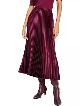 Женская блестящая длинная плиссированная юбка Anne Klein, цвет chianti