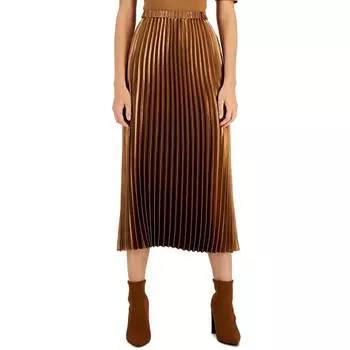 Женская блестящая длинная плиссированная юбка Anne Klein, цвет vicuna