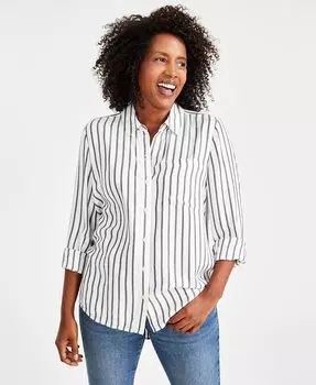 Женская блестящая рубашка на пуговицах Style & Co, слоновая кость/кремовый