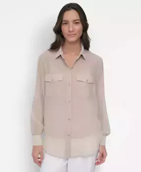 Женская блуза из шифона на пуговицах DKNY, серый