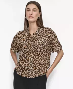 Женская блуза из шифона с принтом Camp Shirt DKNY, желтый
