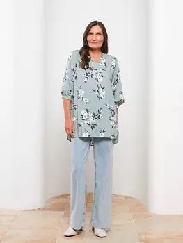Женская блуза из вискозы с круглым вырезом и узором LCW Grace