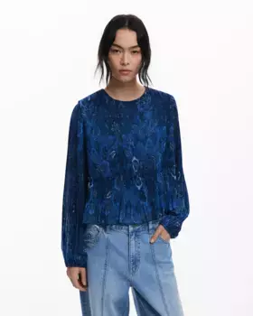Женская блуза плиссированная с длинным рукавом Desigual, синий
