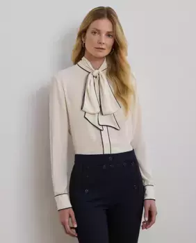 Женская блуза с длинным рукавом и бантом Lauren Ralph Lauren, естественный