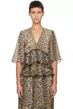 Женская блуза с плиссировкой Ganni, цвет almond milk