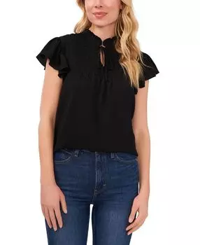 Женская блуза с присборенным воротником и рукавами-крылышками CeCe, черный