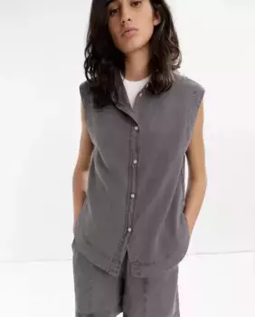 Женская блузка 100% лиоцелл без рукавов с закругленным низом Parfois, серый