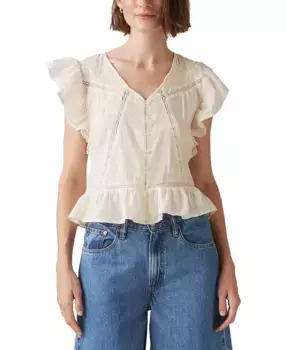 Женская блузка Aniston из хлопка с рюшами и расклешенными рукавами Levi's, белый