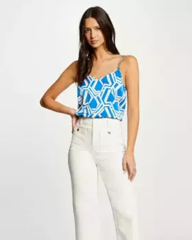 Женская блузка без бретелек с геометрическим принтом Morgan, синий