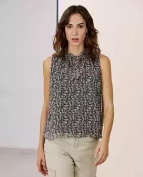 Женская блузка без рукавов с бантом на шее Vero Moda, зеленый
