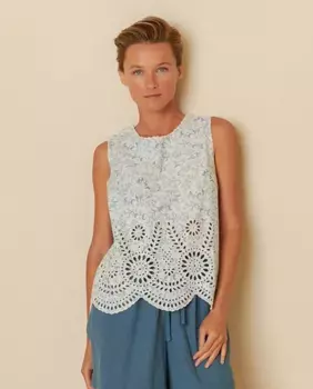 Женская блузка без рукавов с круглым вырезом Indi & Cold, синий