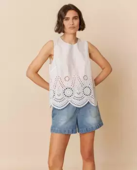 Женская блузка без рукавов с круглым вырезом Indi & Cold, белый