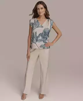 Женская блузка без рукавов с принтом Donna Karan New York, коричневый/бежевый