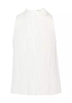 Женская блузка без рукавов с воротником стойкой zero, кремовый