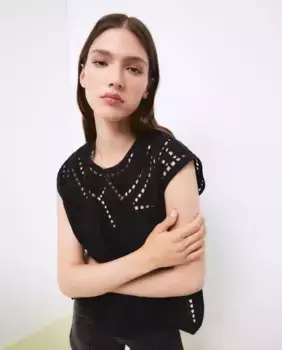 Женская блузка без рукавов с вышивкой Tintoretto, черный