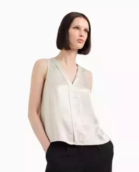 Женская блузка без рукавов с жаккардовым логотипом по всей поверхности Armani Exchange, бежевый