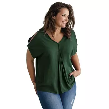 Женская блузка больших размеров Ellos с разрезными рукавами, цвет Midnight Green