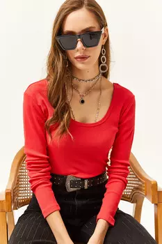 Женская блузка-бретелька с широким воротником цвета граната Olalook, розовый