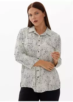 Женская блузка цвета экрю с рубашечным воротником Selen