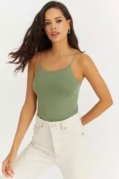 Женская блузка цвета хаки на бретелях Cool & Sexy