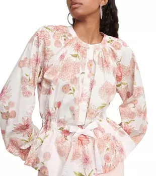 Женская блузка цвета слоновой кости из поплина с завязками на талии Dahlia Giambattista Valli, слоновая кость