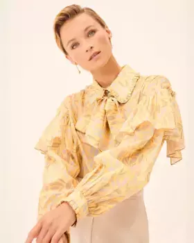 Женская блузка Dune с набивными оборками Dolores Promesas, жёлтый