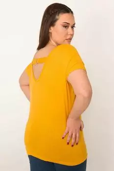 Женская блузка горчичного цвета с V-образным вырезом больших размеров на спине ans, желтый