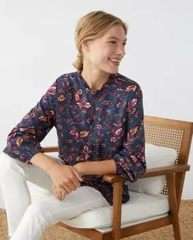 Женская блузка из бамбука с длинными рукавами Southern Cotton, темно-синий