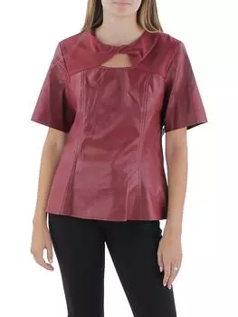 Женская блузка из искусственной кожи с перекрученным передом Gracia, цвет burgundy