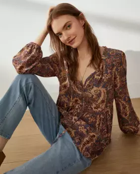 Женская блузка из кашемира Добби Southern Cotton, синий