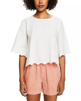 Женская блузка из органического хлопка с вышивкой Esprit Collection, белый